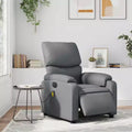 Fauteuil inclinable de massage électrique en similicuir gris, bois, métal, mousse