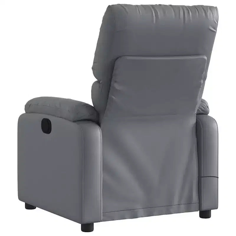 Fauteuil inclinable de massage électrique en similicuir gris, bois, métal, mousse