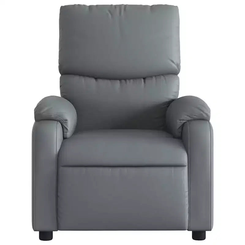 Fauteuil inclinable de massage électrique en similicuir gris, bois, métal, mousse