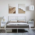 Cadre de lit en métal avec tête de lit, acier robuste, blanc, sans matelas