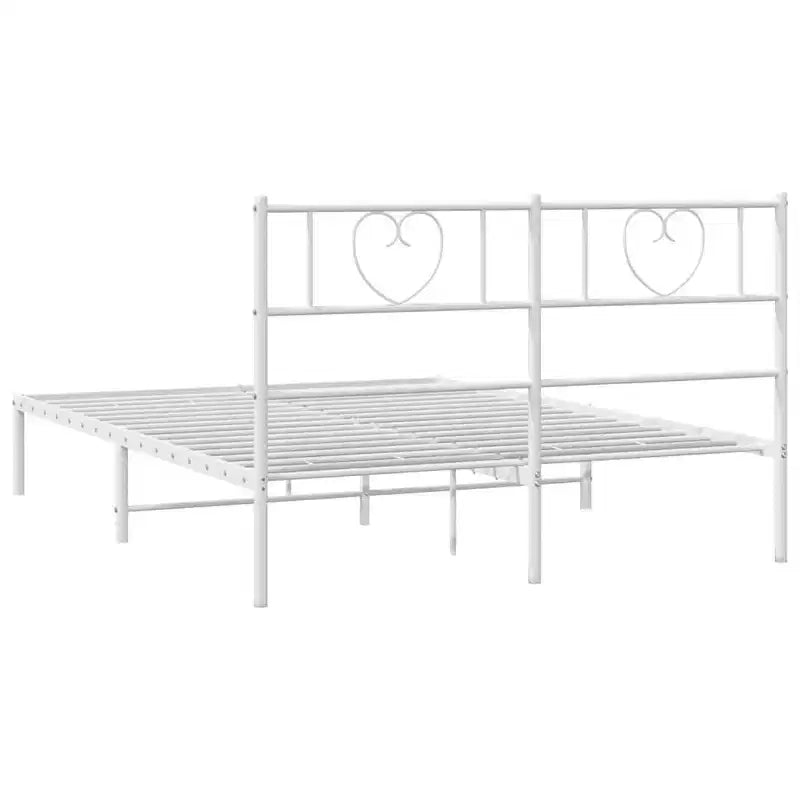 Cadre de lit en métal avec tête de lit, acier robuste, blanc, sans matelas