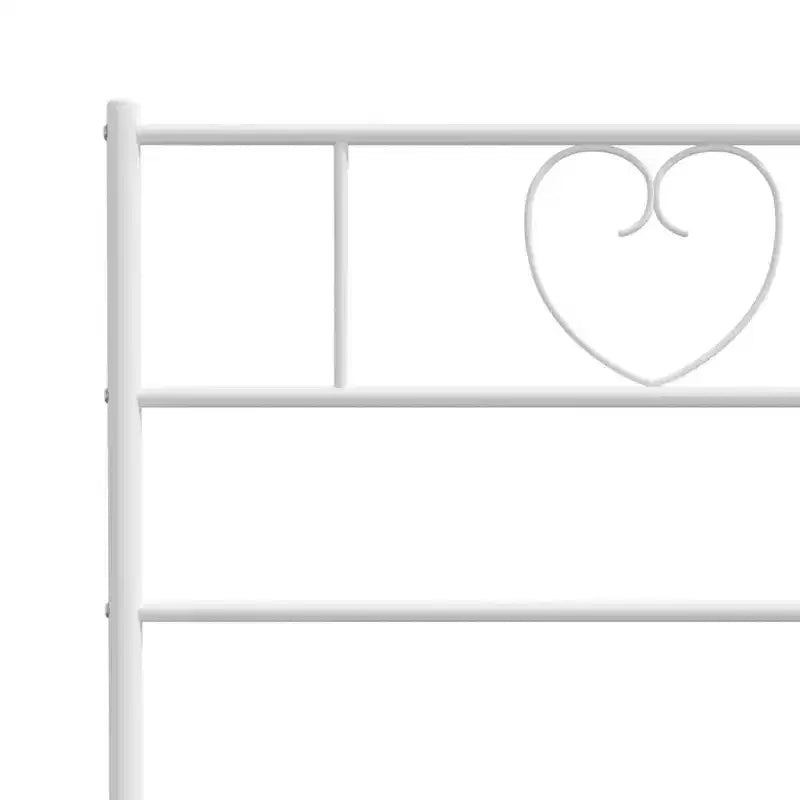 Cadre de lit en métal avec tête de lit, acier robuste, blanc, sans matelas