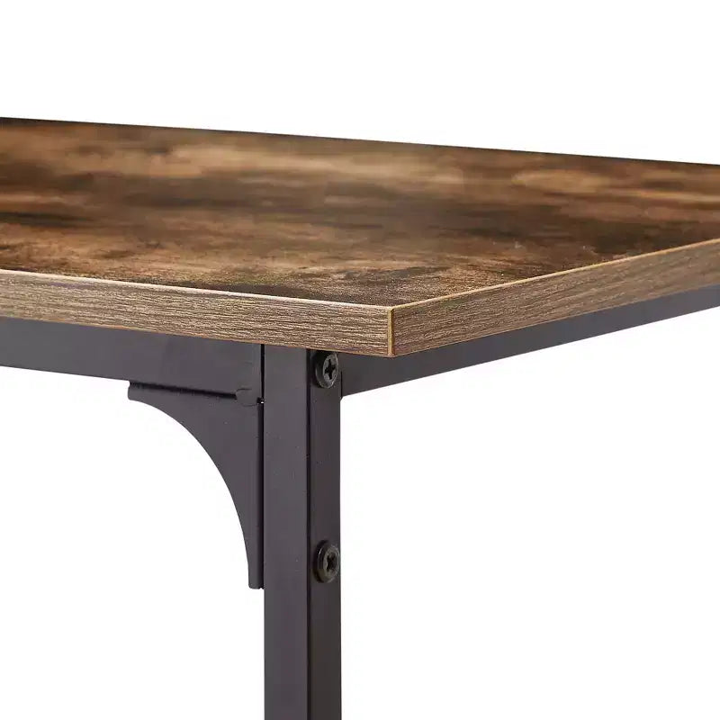 Petit bureau d'ordinateur de 32/43 po, bureau d'écriture avec crochets, bureau de travail avec pieds réglables pour petit espace, marron