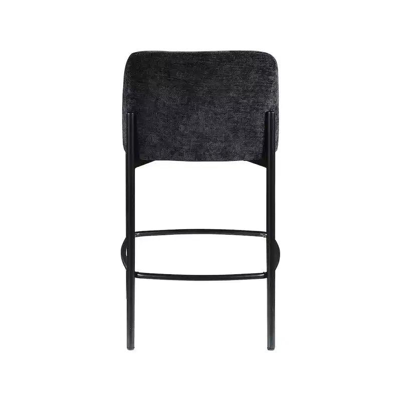 Tabouret en tissu chenille noir
