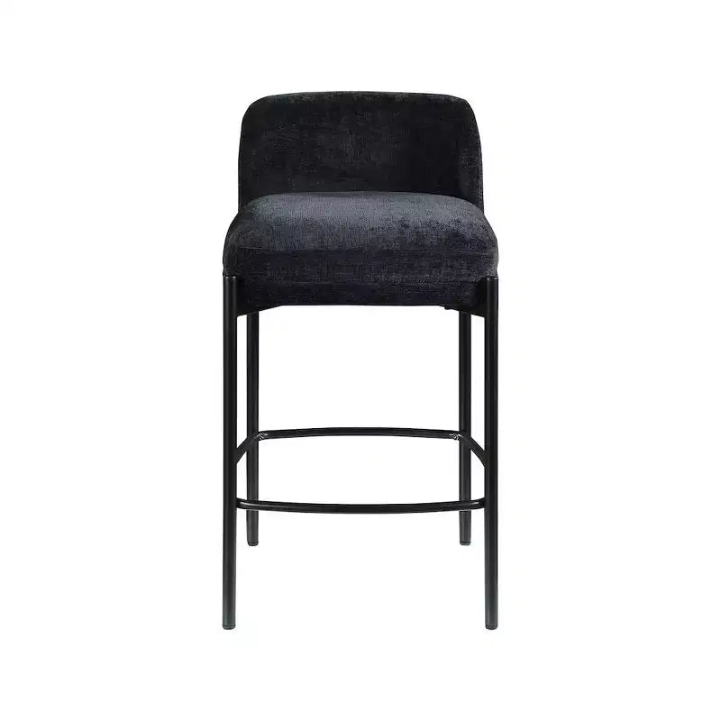 Tabouret en tissu chenille noir