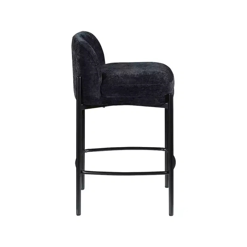 Tabouret en tissu chenille noir