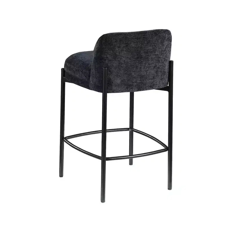 Tabouret en tissu chenille noir