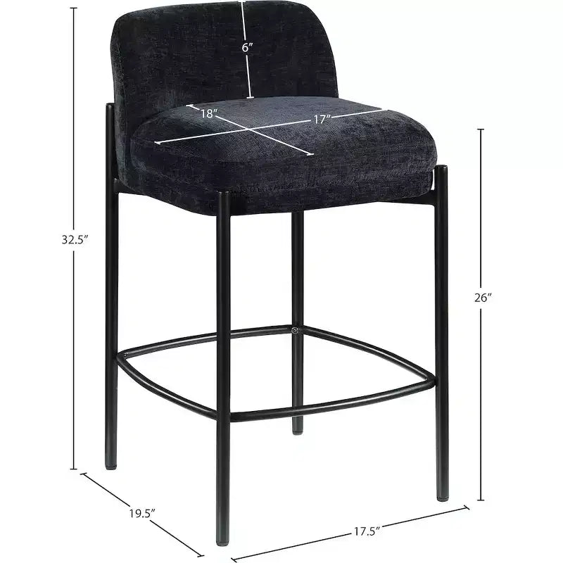 Tabouret en tissu chenille noir