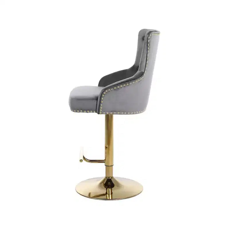 Tabouret réglable en velours gris