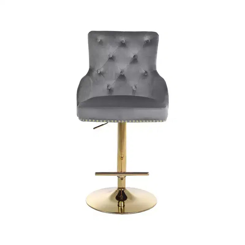 Tabouret réglable en velours gris
