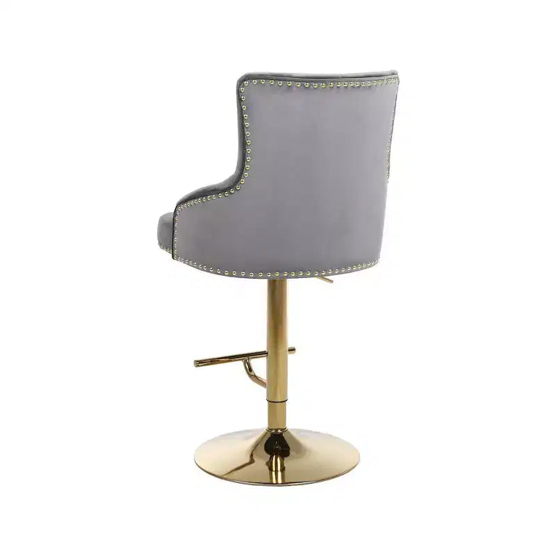 Tabouret réglable en velours gris