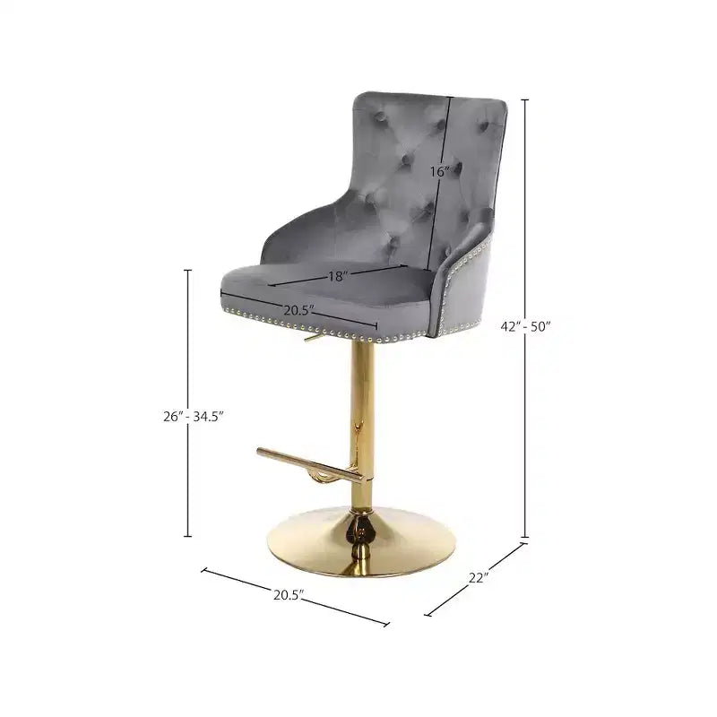 Tabouret réglable en velours gris