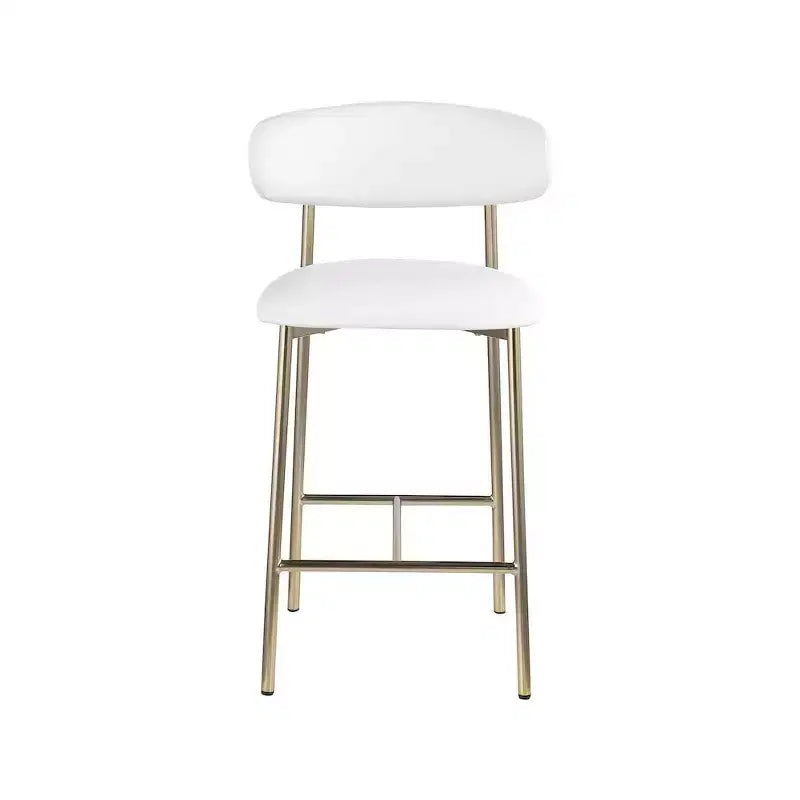 Tabouret de comptoir en cuir végétalien blanc