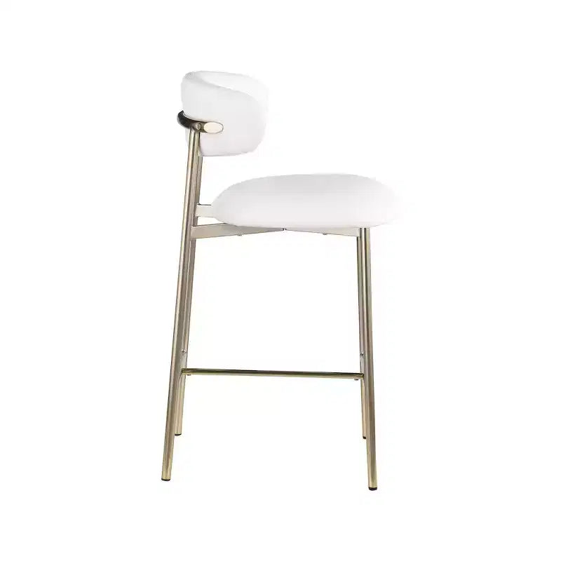 Tabouret de comptoir en cuir végétalien blanc