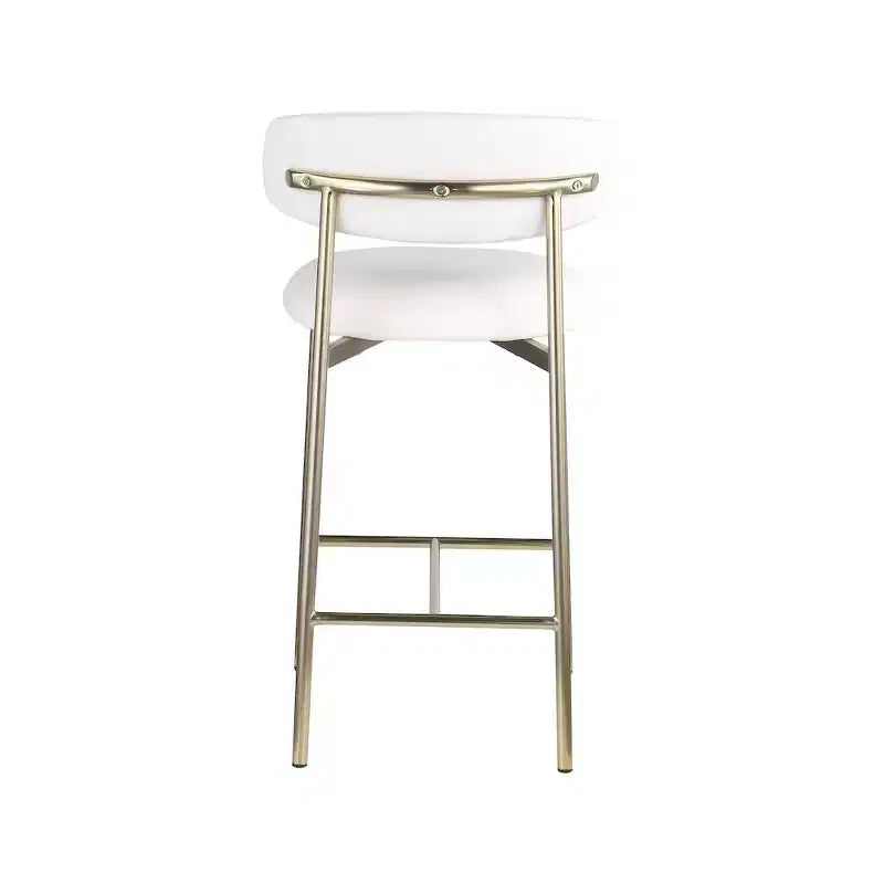 Tabouret de comptoir en cuir végétalien blanc