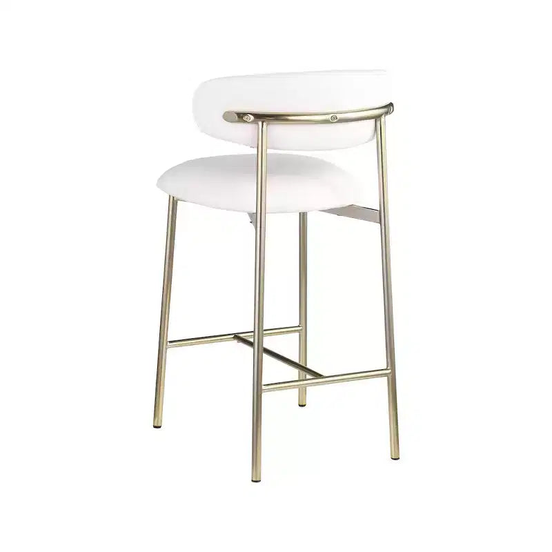 Tabouret de comptoir en cuir végétalien blanc