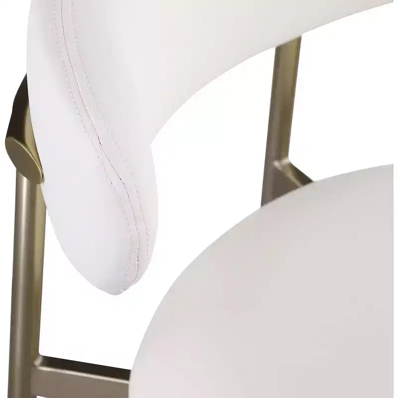 Tabouret de comptoir en cuir végétalien blanc