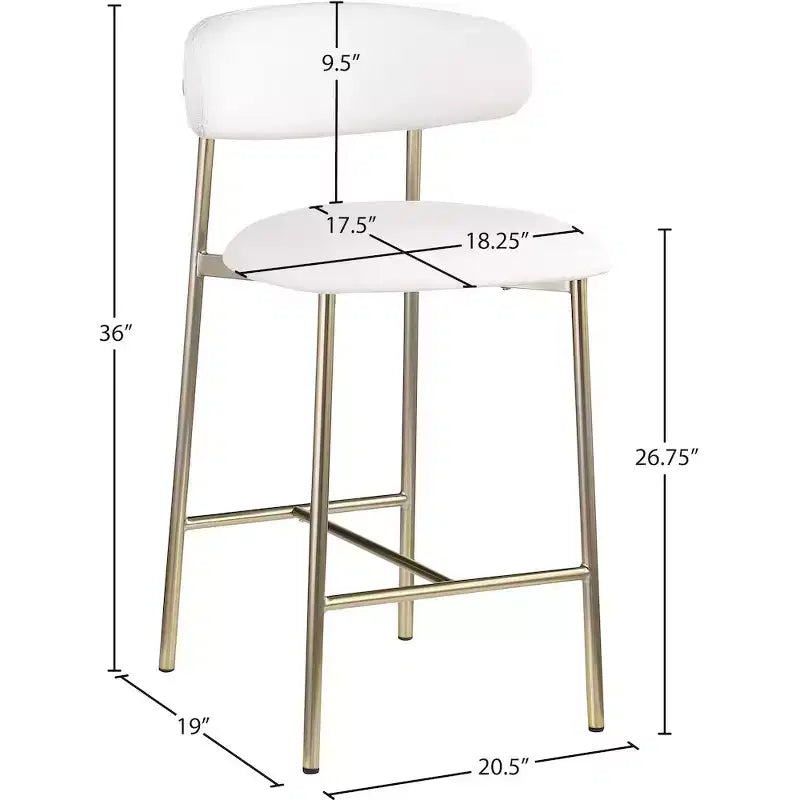 Tabouret de comptoir en cuir végétalien blanc