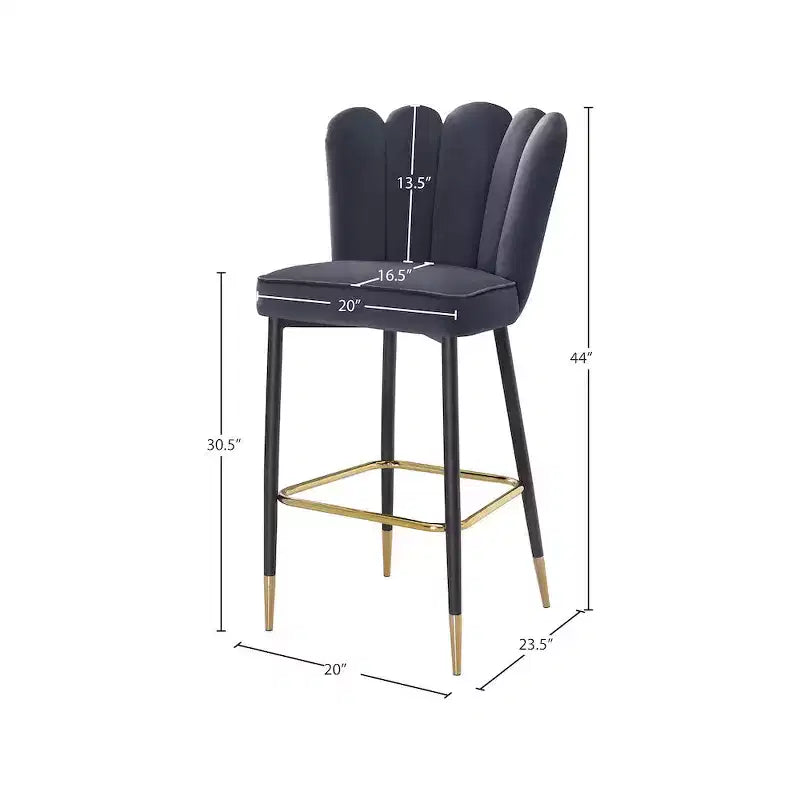 Tabouret en velours gris
