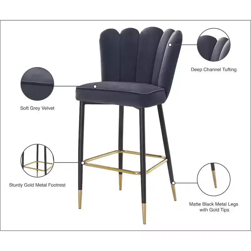 Tabouret en velours gris