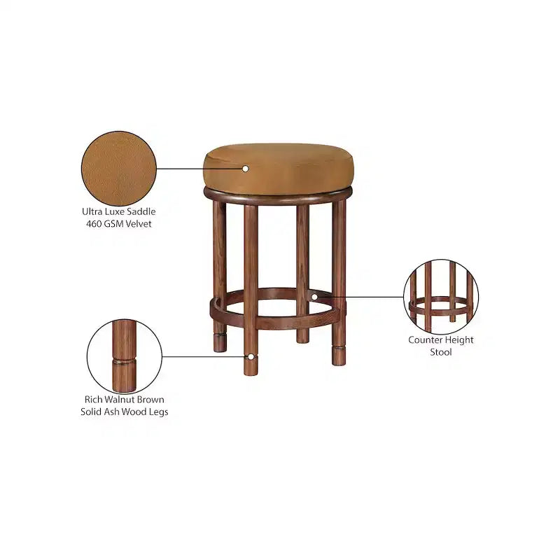 Tabouret de comptoir en velours Selle