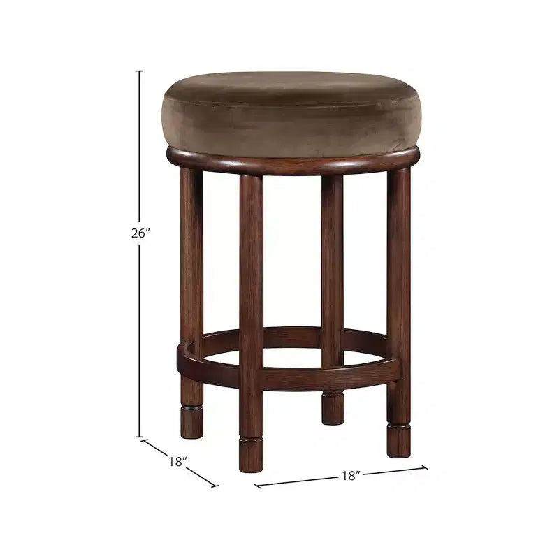 Tabouret de comptoir en velours marron