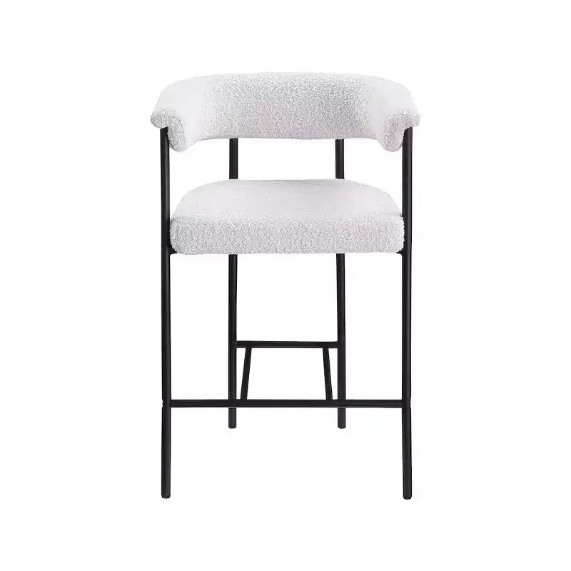 Tabouret de comptoir en tissu bouclé crème