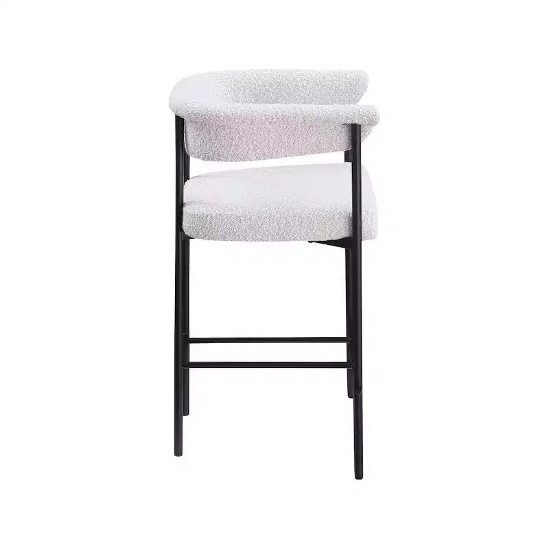 Tabouret de comptoir en tissu bouclé crème