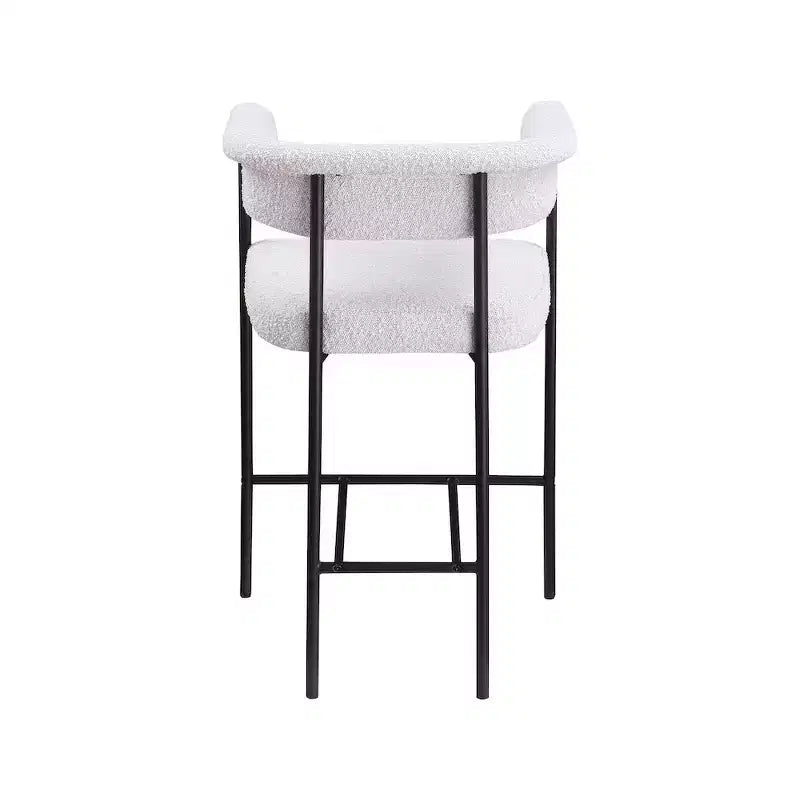 Tabouret de comptoir en tissu bouclé crème
