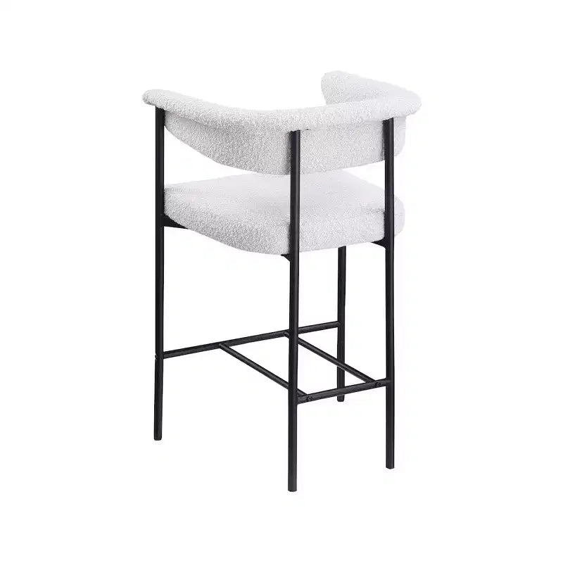 Tabouret de comptoir en tissu bouclé crème