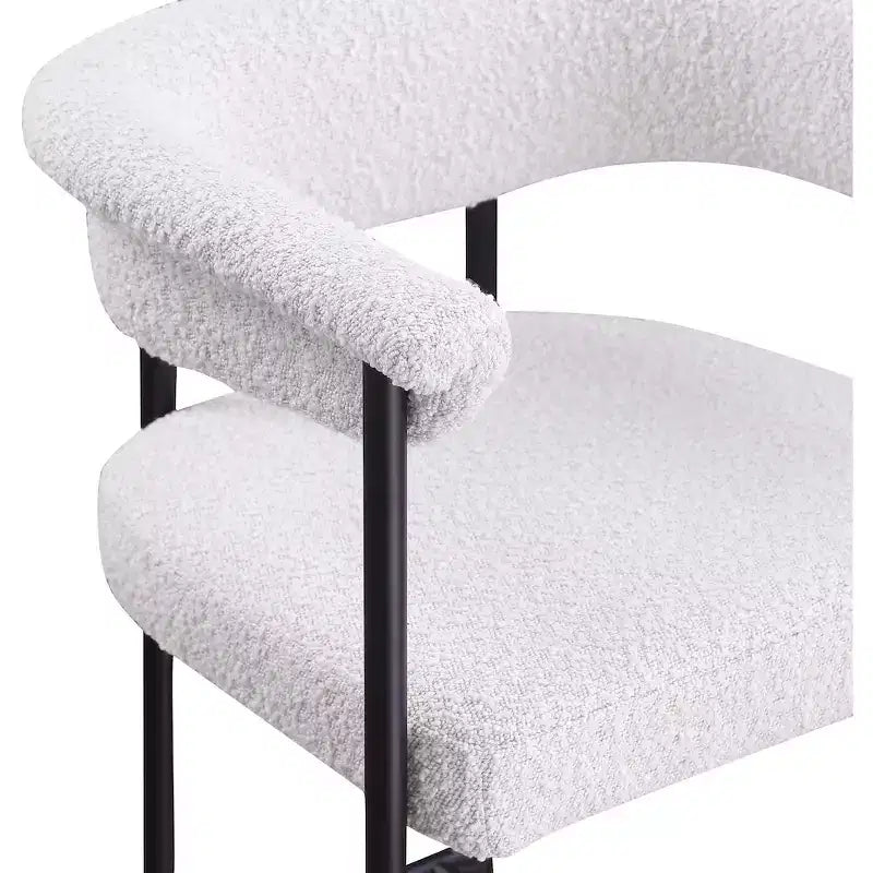 Tabouret de comptoir en tissu bouclé crème