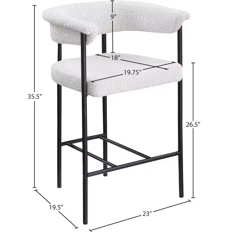 Tabouret de comptoir en tissu bouclé crème