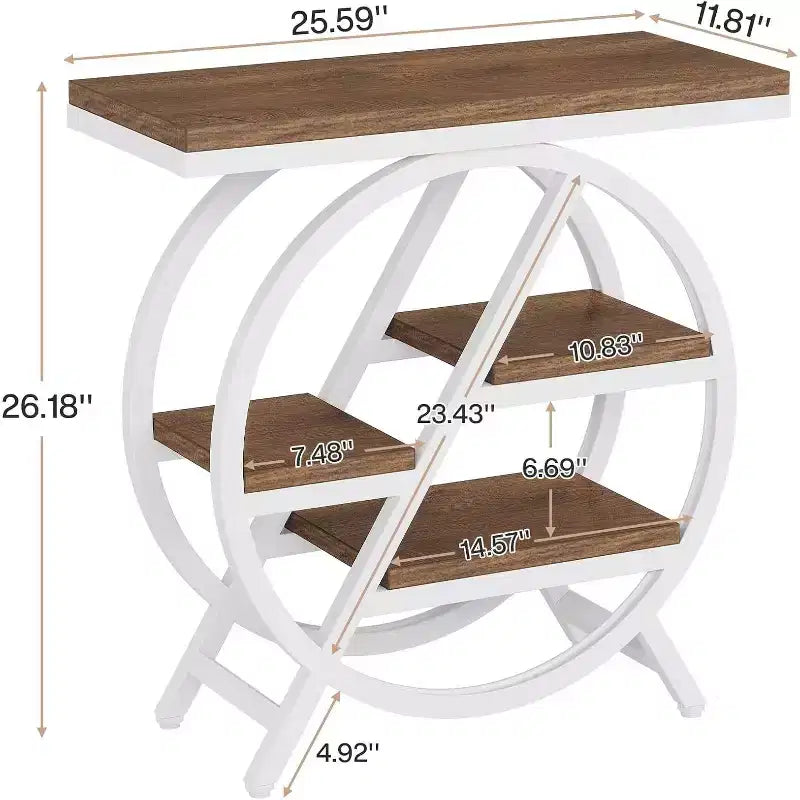 Table d'appoint en bois à niveaux, Table d'appoint étroite avec rangement, Table d'appoint de canapé pour chambre à coucher et salon