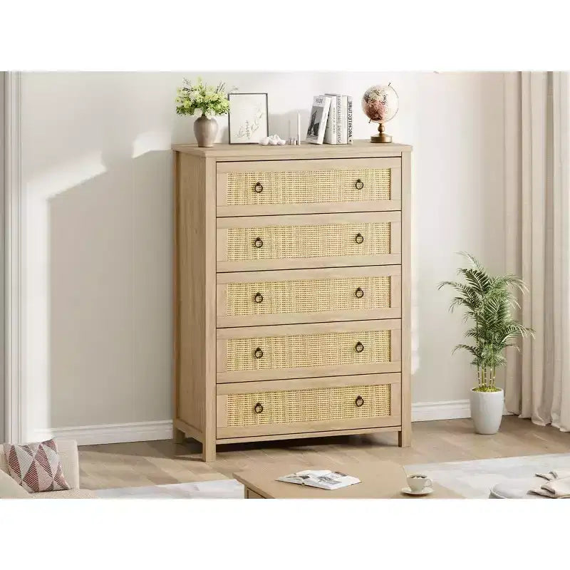 Cabinet en rotin à cinq tiroirs