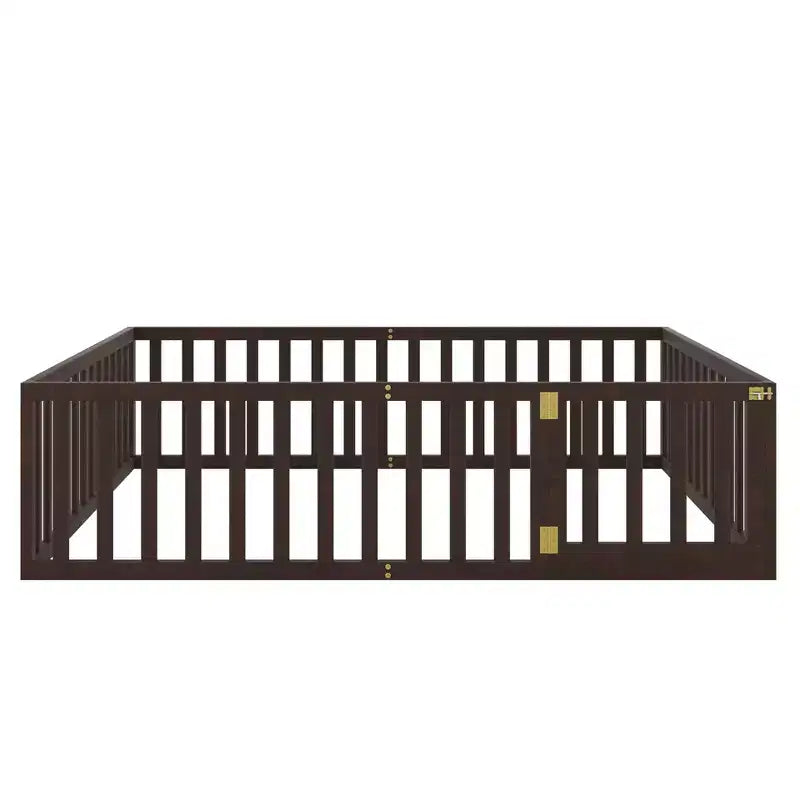 Cadre de lit en bois de taille Queen avec clôture et porte
