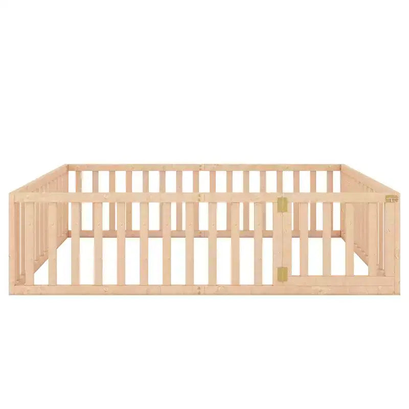 Cadre de lit en bois de taille Queen avec clôture et porte