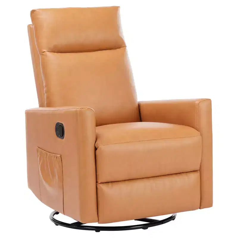 Zeus &amp; Ruta Brown PU Leather 360 Swivel Recliner Chair with Extra Large Footrest &amp; Adjustable Backrest