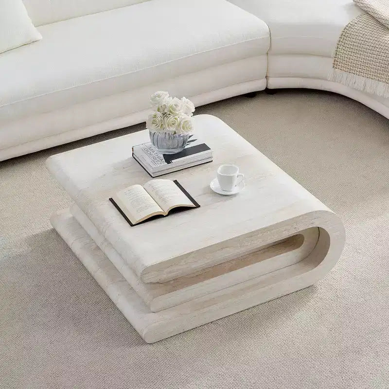 Table basse à niveaux en travertin moderne