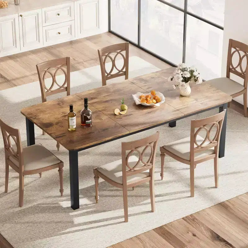 Industrial Dining Table for 6~8 People, 78.7 Long Kitchen &amp; Dining Room Rectangle Dinner Room Table for 6 Ideal for Dinner Or Meetings -Retro Brown