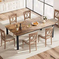 Industrial Dining Table for 6~8 People, 78.7 Long Kitchen &amp; Dining Room Rectangle Dinner Room Table for 6 Ideal for Dinner Or Meetings -Retro Brown