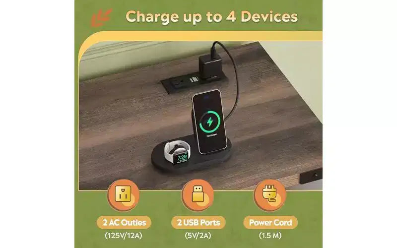 Meuble de rangement en bois avec station de recharge, classeur latéral mobile avec serrure pour bureau à domicile