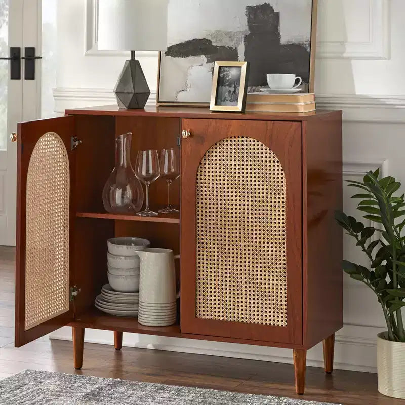 Porte en cannage moderne du milieu du siècle
