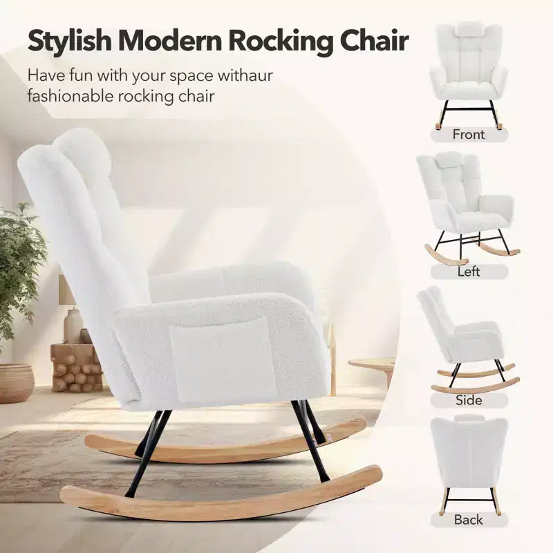 Fauteuil à bascule en tissu moelleux pour animaux de style moderne