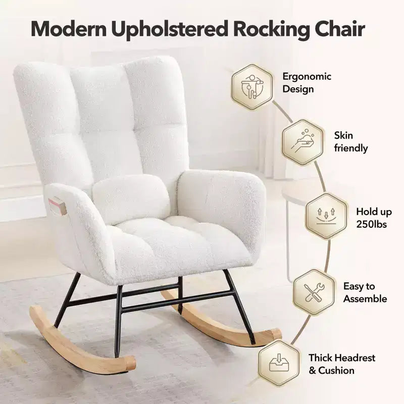 Fauteuil à bascule en tissu moelleux pour animaux de style moderne
