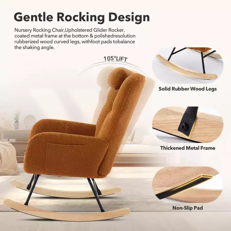 Fauteuil à bascule en tissu moelleux pour animaux de style moderne