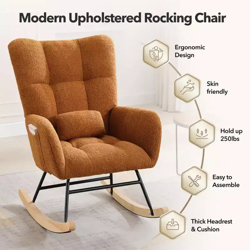 Fauteuil à bascule en tissu moelleux pour animaux de style moderne