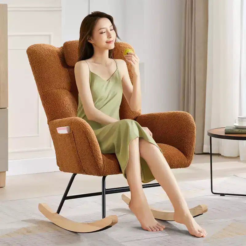 Fauteuil à bascule en tissu moelleux pour animaux de style moderne