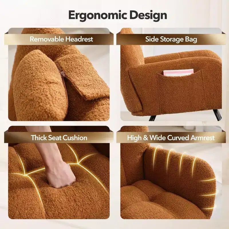 Fauteuil à bascule en tissu moelleux pour animaux de style moderne