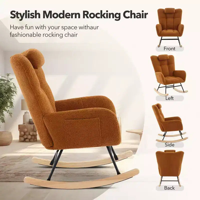 Fauteuil à bascule en tissu moelleux pour animaux de style moderne