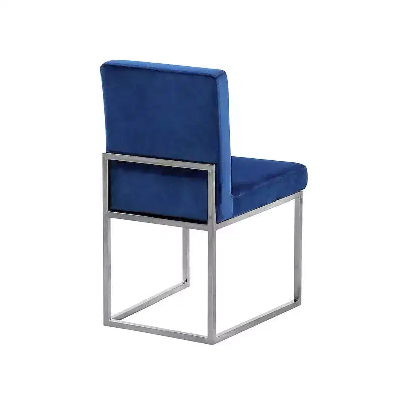 Chaise de salle à manger en velours bleu marine